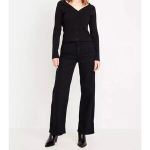 OLD NAVY Black High-Rise Wow Loose Straight Leg Denim Jeans Women's Size 14